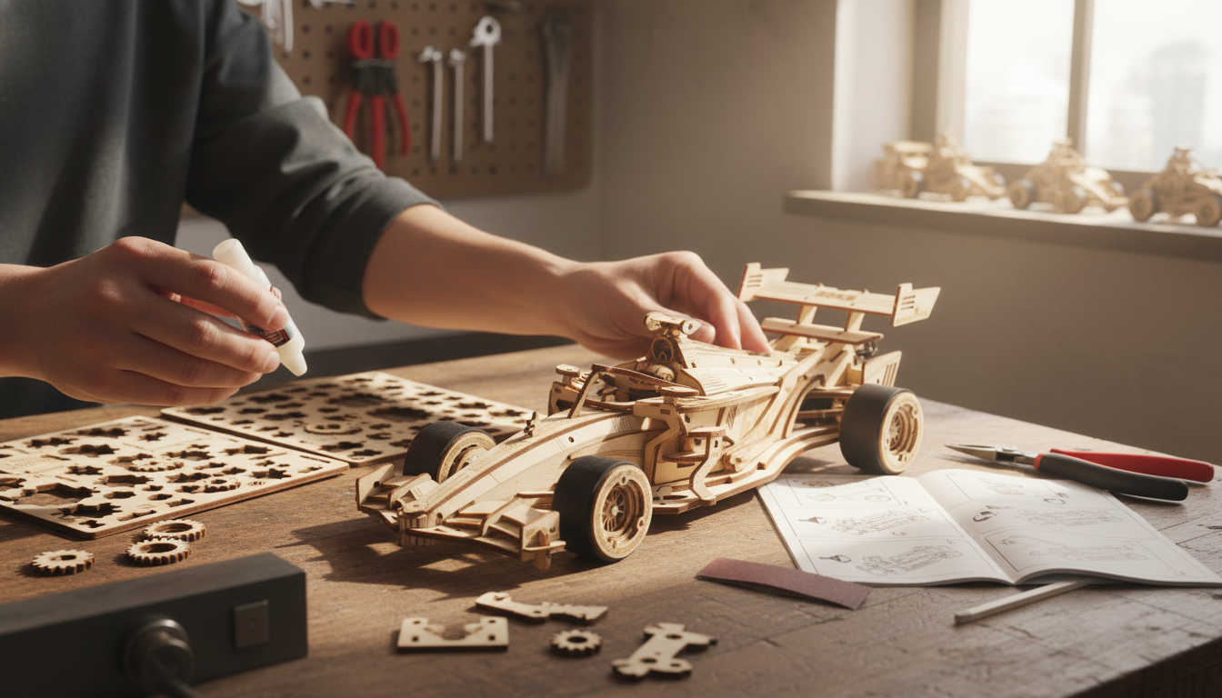 3D Wooden Racing Car Puzzle Kit: Build, Display, Enjoy