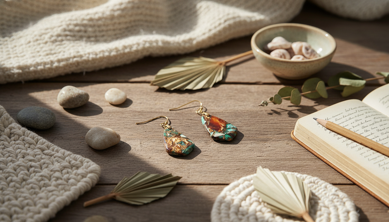 Boho Imperial Jasper Drop Earrings (Hypoallergenic)