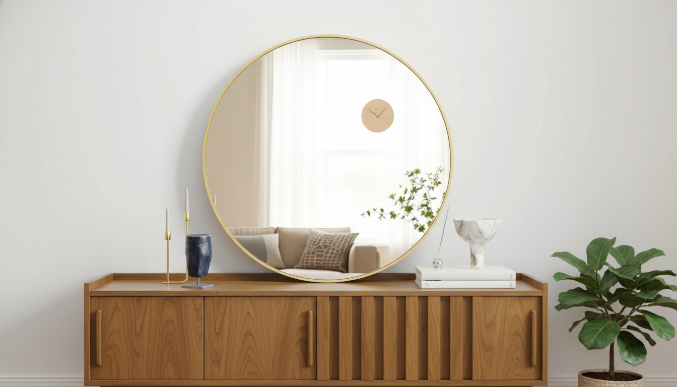 Round Wall Mirror Guide: Sizing, Placement & Gold Style
