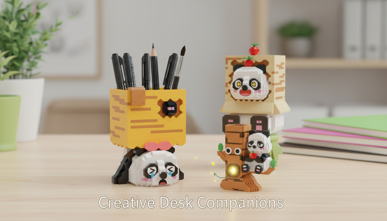 Build a Panda Pen Holder: Tree Stump Desk Block Set